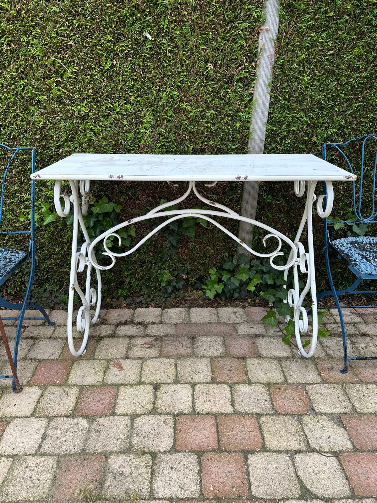 Brocante Loberon tuintafel, Tuin en Terras, Ophalen, Zo goed als nieuw, Rechthoekig, Metaal