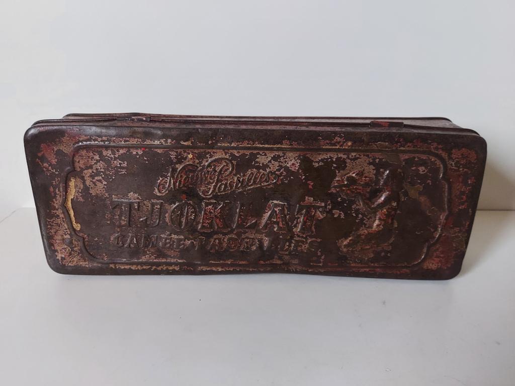Vintage antiek blik Tjoklat Chocolade, Verzamelen, Ophalen of Verzenden, Gebruikt, Overige