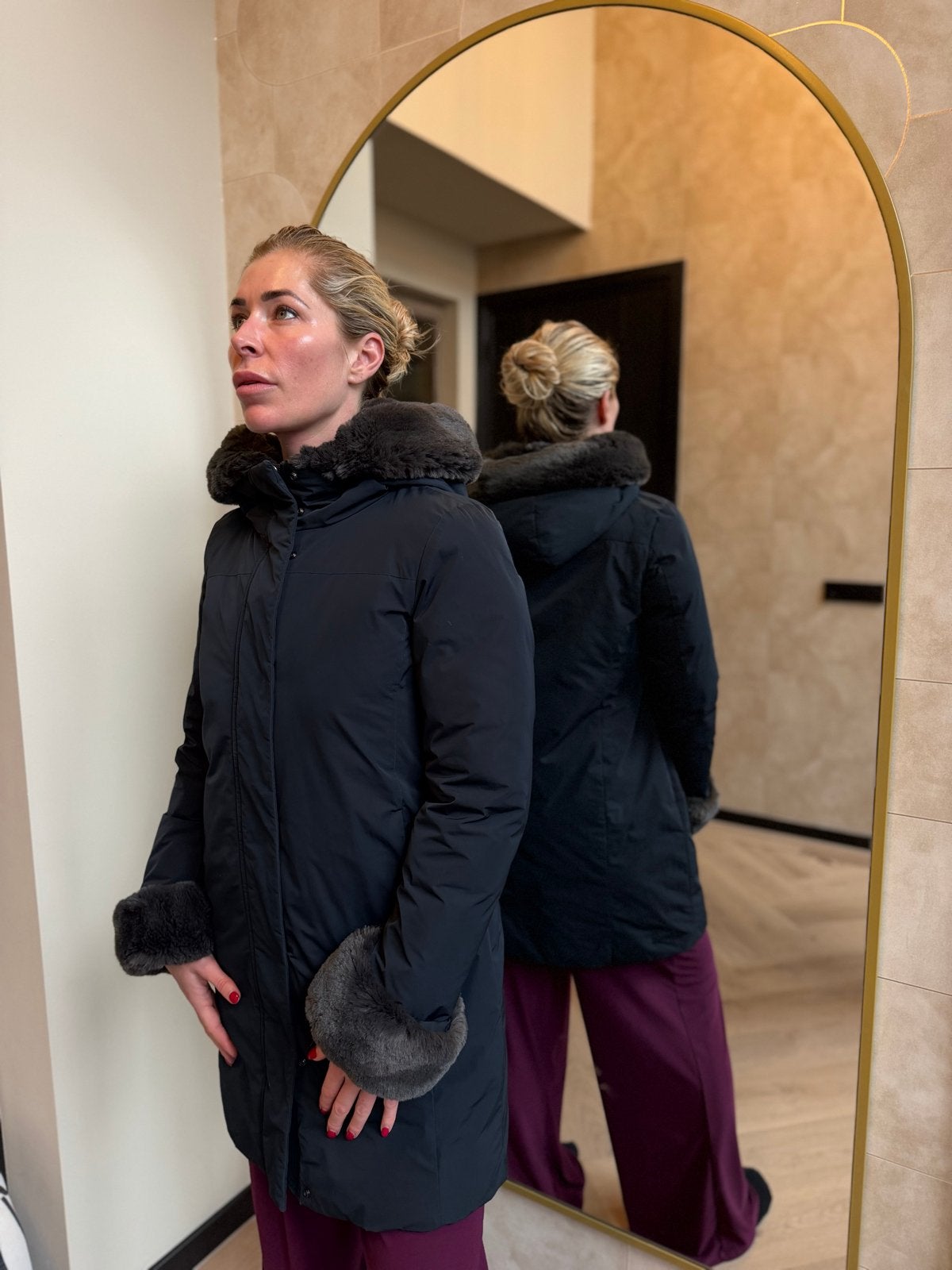 Woolrich dames winterjas - Zo goed als nieuw, Ophalen of Verzenden, Zo goed als nieuw, Maat 38/40 (M), Zwart