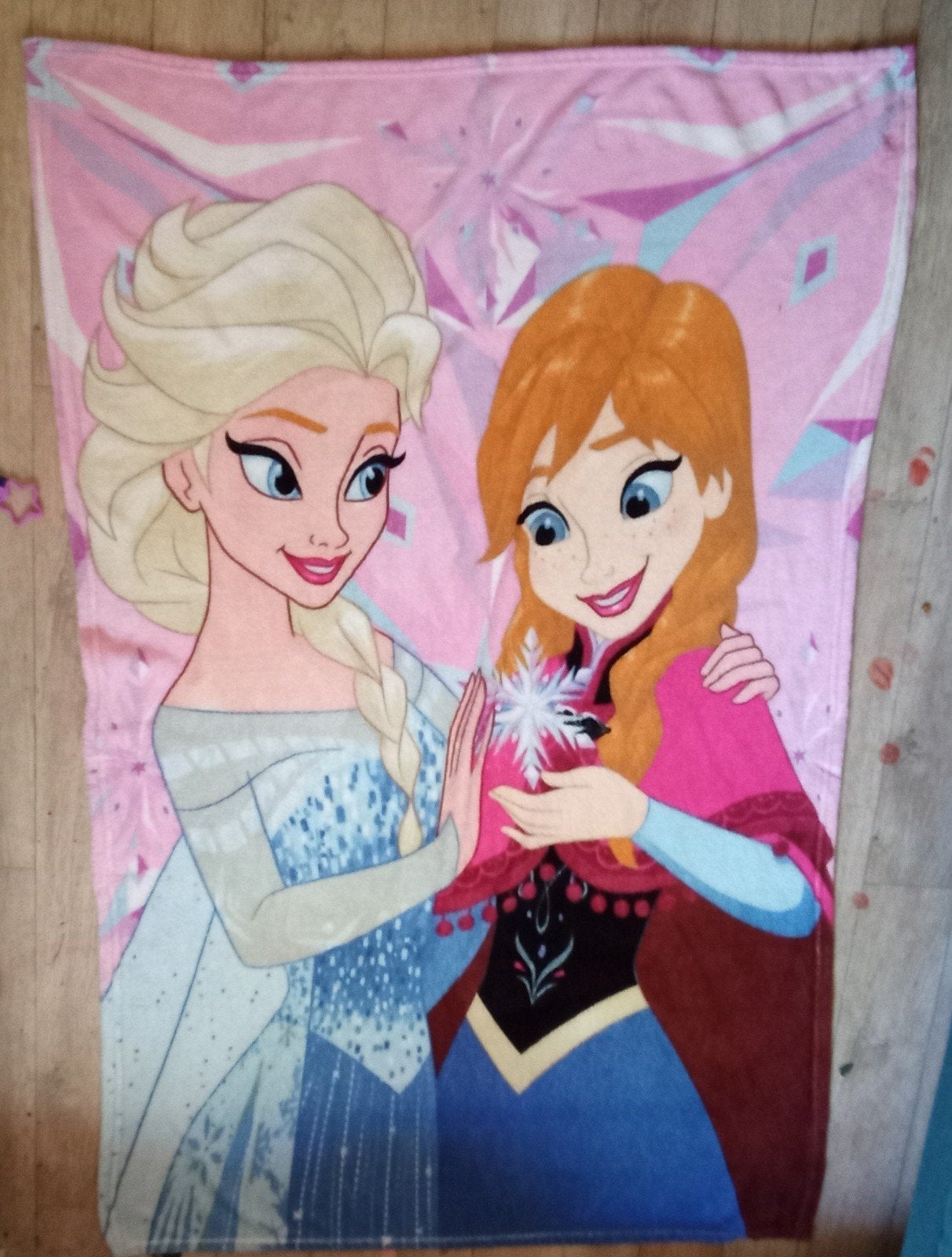 grote Disney Frozen fleece deken 128 cm Anna en Elsa erop, Overige merken, Overige kleuren, Jongetje of Meisje, Nieuw