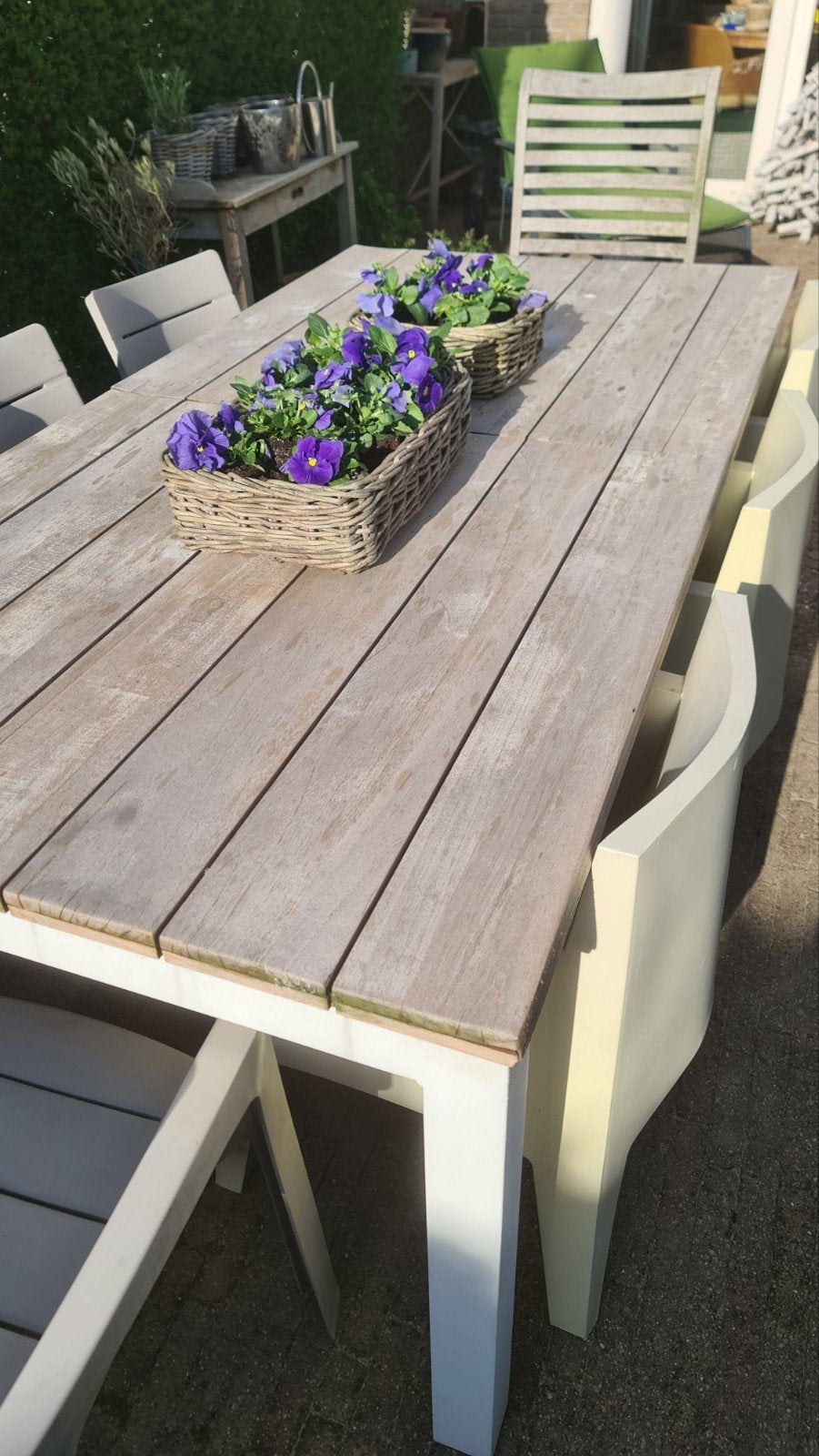 3 tuinstoelen Driade Toy offwhite Philppe Starck kunststof, Ophalen, Gebruikt, Kunststof, Stapelbaar