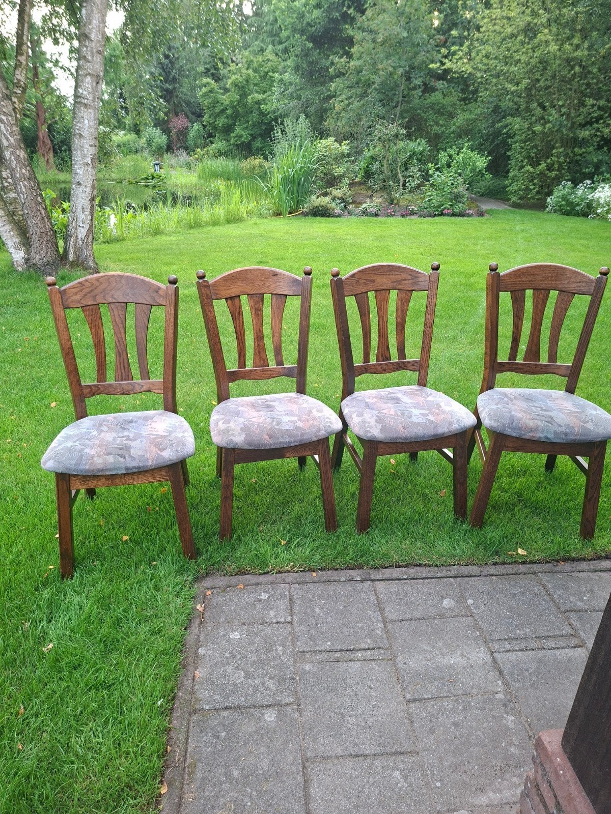 4 eikenhouten stoelen, Ophalen, Gebruikt, Bruin, Vier