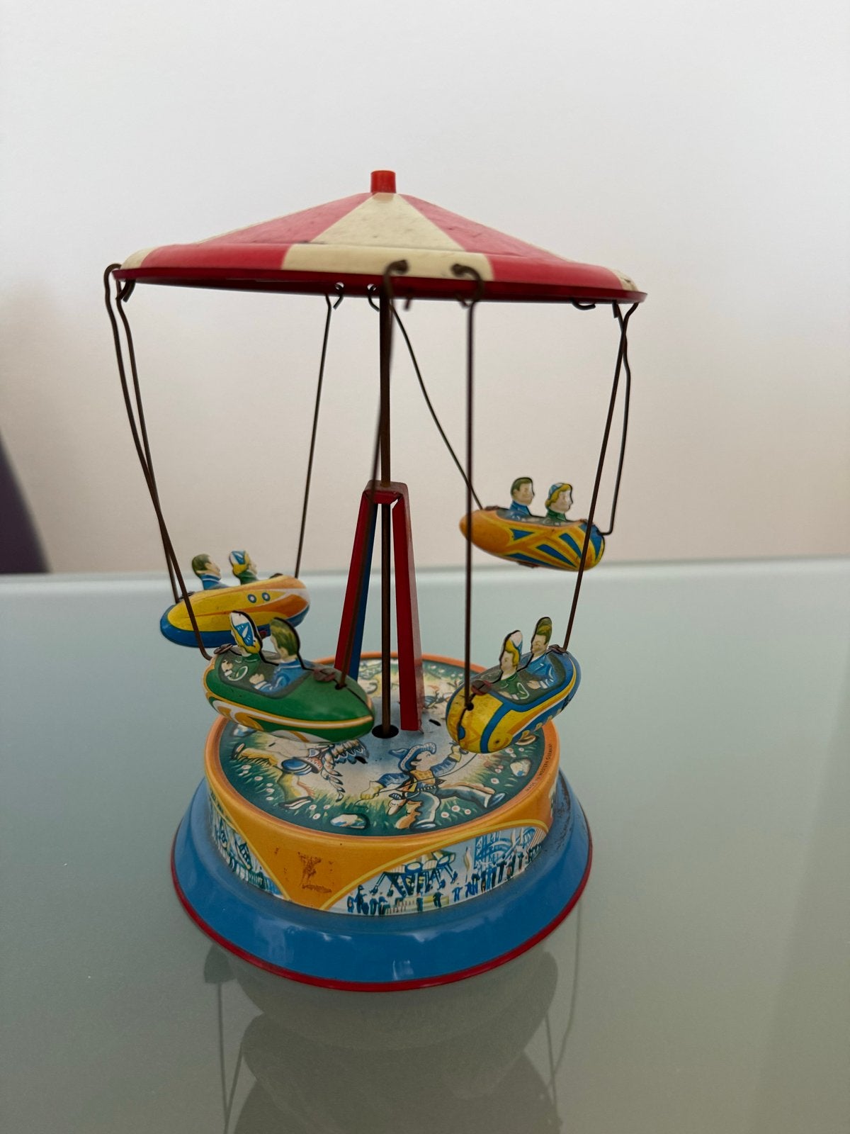 Vintage Blikken Carrousel Speelgoed - Jaren '50 Kermis, Kinderen en Baby's, Speelgoed | Overig, Ophalen of Verzenden, Gebruikt