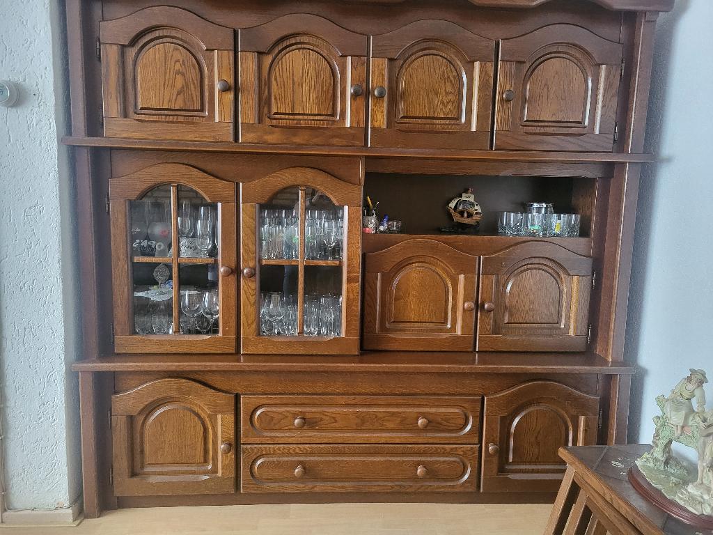 Te koop; wandkast woonkamer, Ophalen, Gebruikt, 150 tot 200 cm, Eikenhout