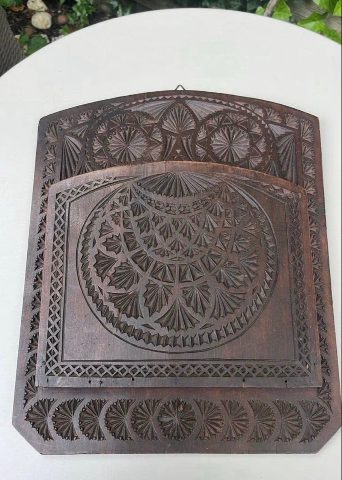 Antieke Handgesneden Houten Brievenhouder Jaren '30/'40, Ophalen of Verzenden