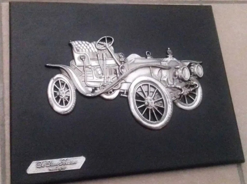 Zeldzame Vintage 3D Wandrelief De Dion Bouton mod. 1910, Gebruikt, 30 cm, 24 cm, Zwart