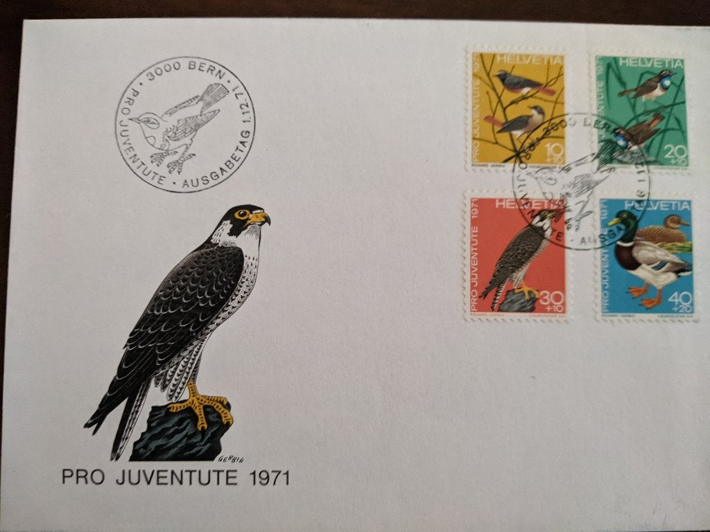 ZWITSERLAND 1971; Env. serie VOGELS, Verzenden, Envelop