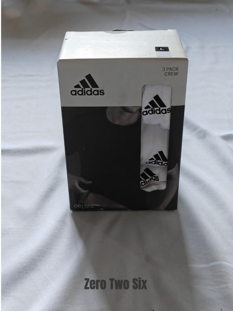 Adidas Crew 3-pack – M of L – Nieuw, Maat 48/50 (M), Wit, -, Nieuw