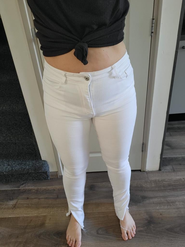 Redial jeans spijkerbroek broek wit enkel split L 40 stretch, Redial, Wit, Ophalen of Verzenden, Zo goed als nieuw
