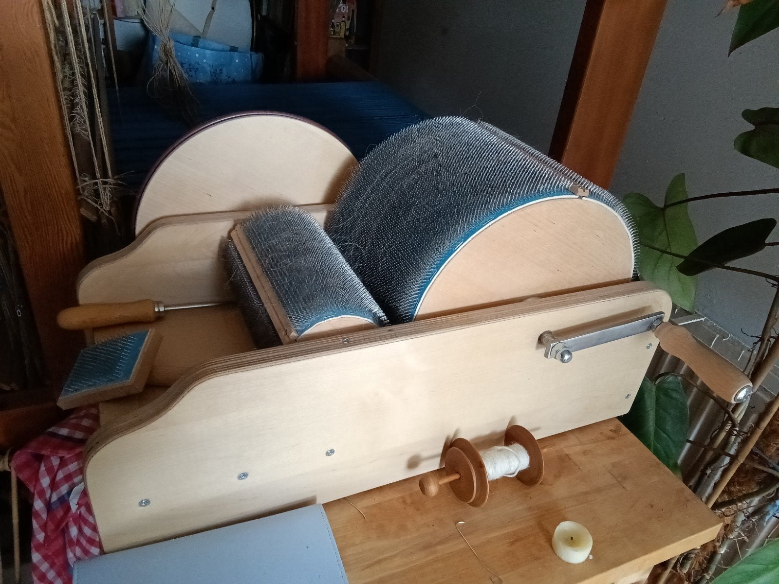 Kardenmolen Schwabenland verzenden ook mogelijk, Hobby en Vrije tijd, Spinnewielen en Spinnen, Ophalen, Zo goed als nieuw, Spinnewiel