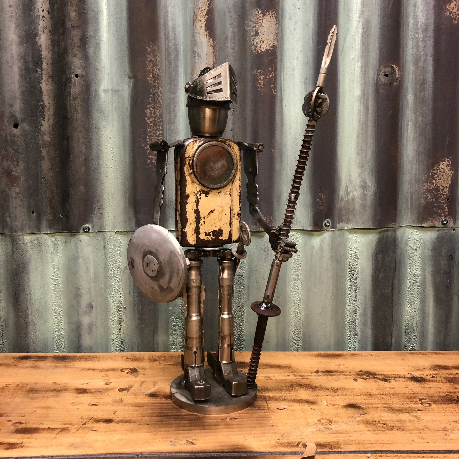 Metalen ridder - robot - metal art - upcycling - mancave, ., Ophalen of Verzenden, Zo goed als nieuw, Metaal