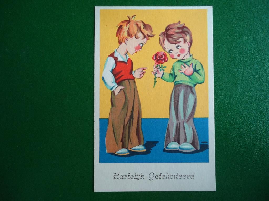 (1291) Kinderkaart: Jongen en meisje / Klein formaat, Verzamelen, Ansichtkaarten | Themakaarten, Verzenden, 1980 tot heden, Ongelopen