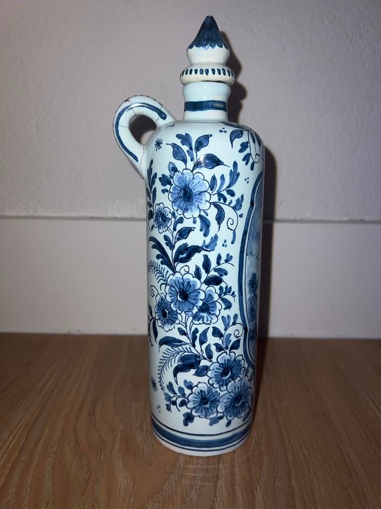 Antieke Delfts Blauwe Fles met Stop - Handgeschilderd, Ophalen