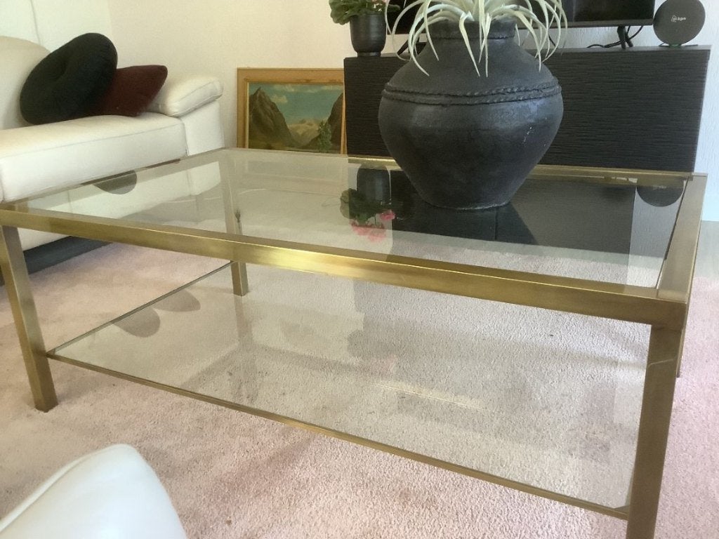 Mooie, royale, glazen salontafel, Ophalen, 100 tot 150 cm, 50 tot 100 cm, Rechthoekig