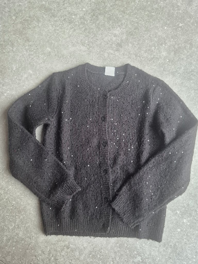 Zwart glitter vestje hema 122/128, Gebruikt, Meisje, Trui of Vest, Ophalen of Verzenden