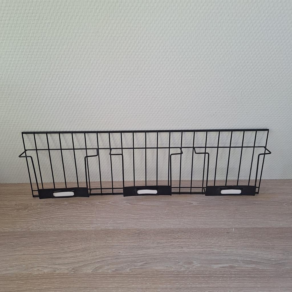 Zwart draad staal metalen kaartenrekje / fotorekje 3 vakjes, Huis en Inrichting, Ophalen of Verzenden, Zo goed als nieuw