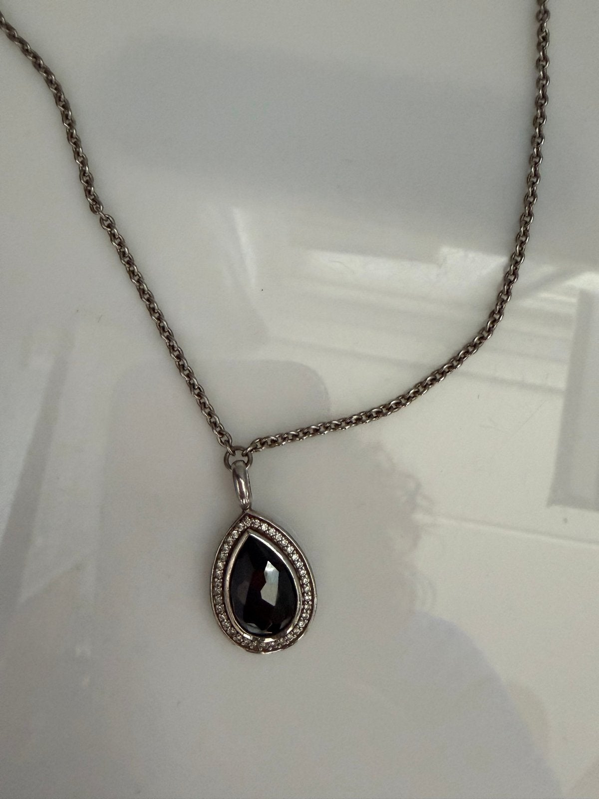 Ti Sento ketting met zwarte hanger en kristallen, Met hanger, Verzenden, Zwart, Zo goed als nieuw