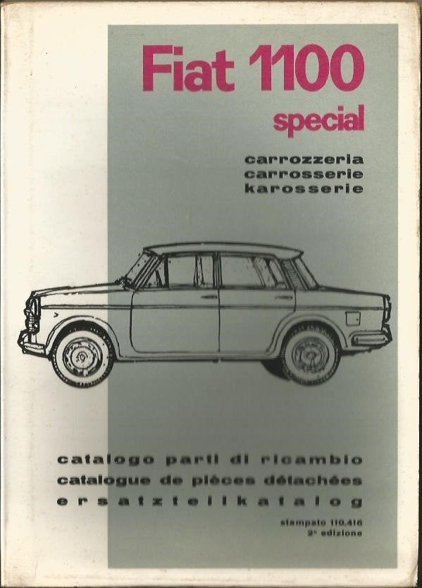 Fiat 1100 special onderdelenboek 1962 meertalig, Verzenden