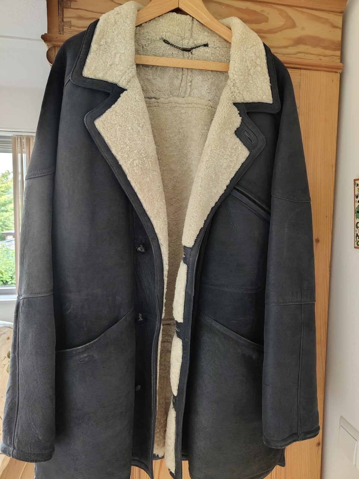Heren lammy coat, half lang, donkergrijs, maat 52, Kleding | Heren, Jassen | Winter, Ophalen of Verzenden, Zo goed als nieuw, Maat 52/54 (L)
