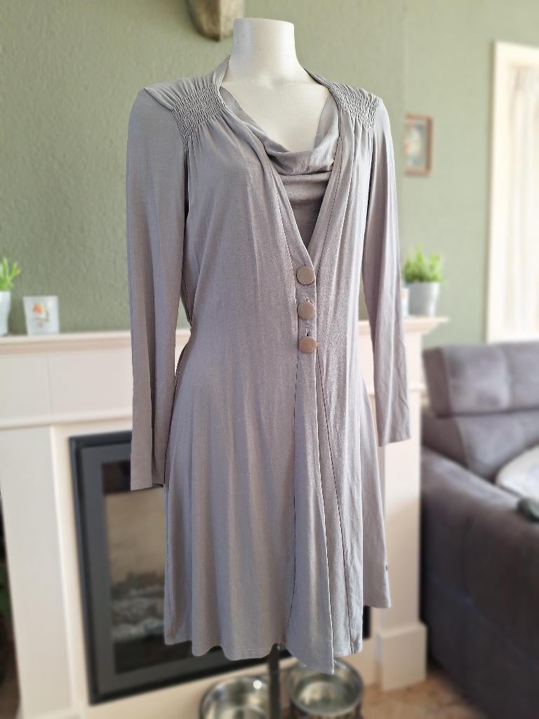 Xandres grijze waterval top en vest cardigan combi L 42 44, Kleding | Dames, Maat 42/44 (L), Ophalen of Verzenden, Zo goed als nieuw