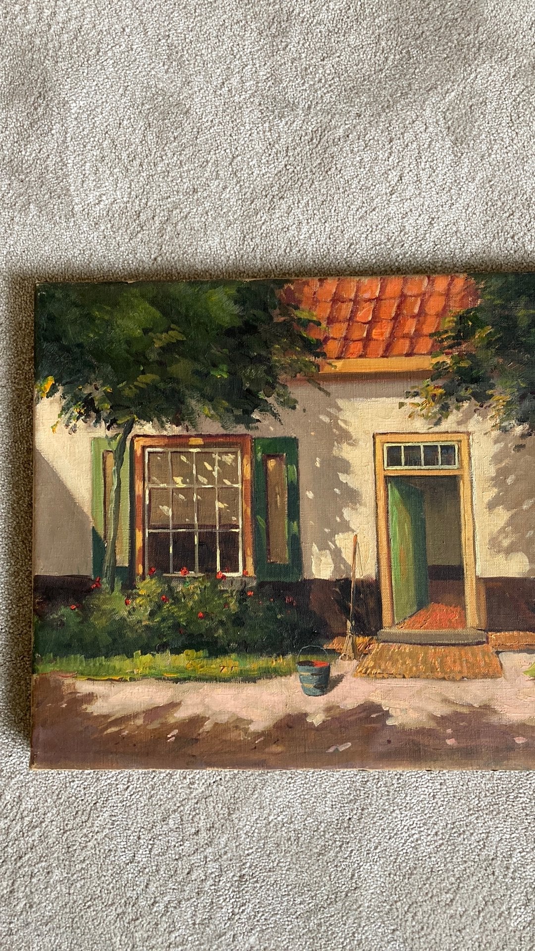 Olieverf op doek van een huisje, Antiek en Kunst, Kunst | Schilderijen | Klassiek, Ophalen of Verzenden