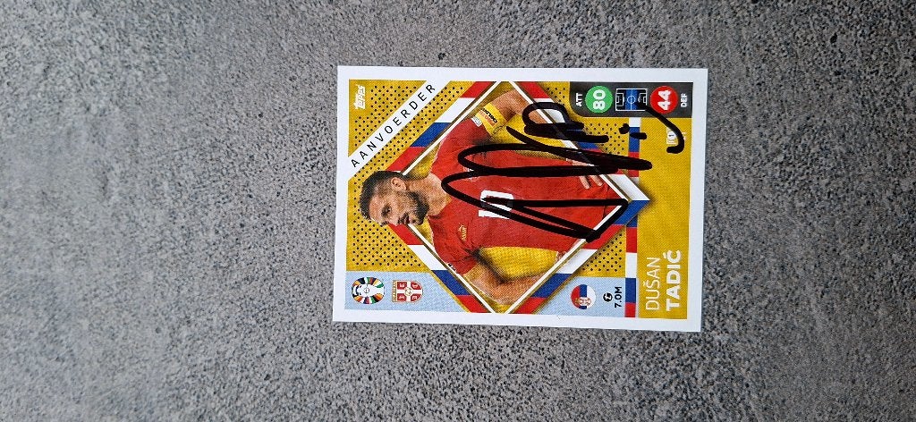 Topps Trading Card met handtekening Dusan Tadic # Ajax NEC, Verzamelen, Ophalen of Verzenden, Nieuw, Ajax, Spelerskaart