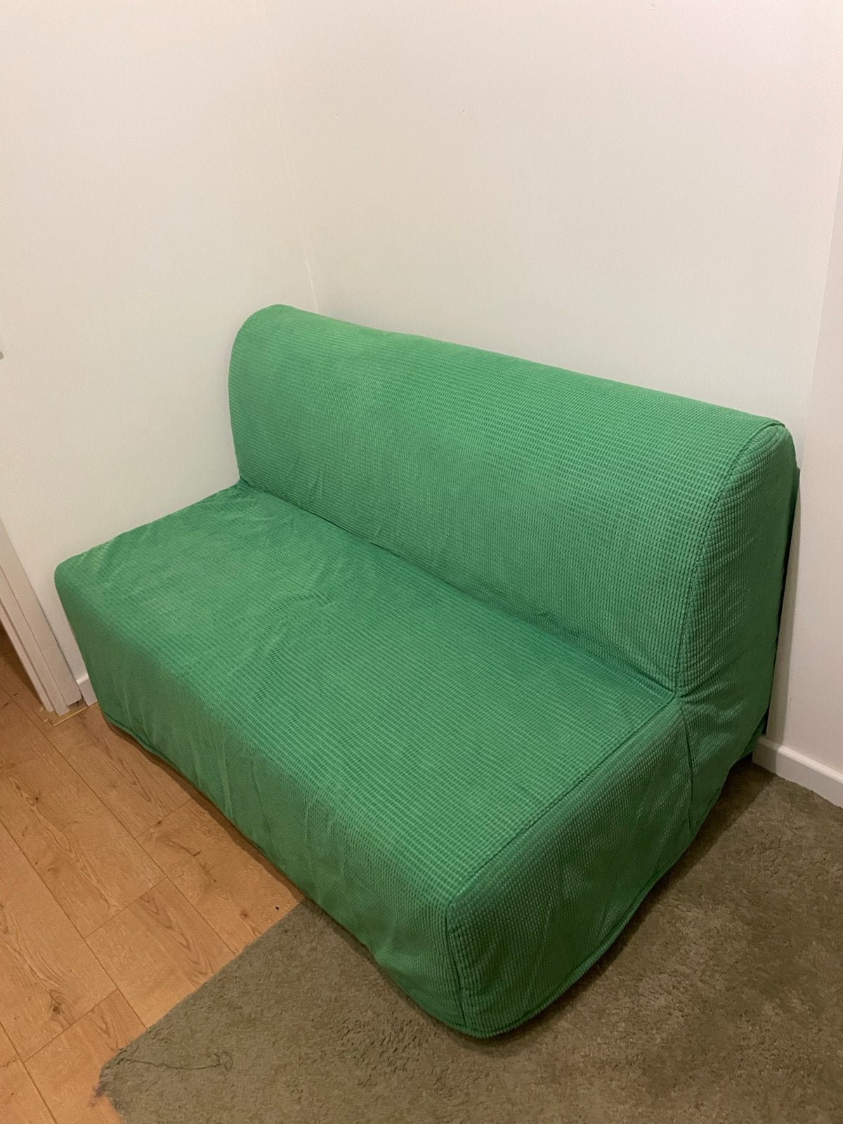Ikea Lyksele Murbo slaapbank met groene hoes, Huis en Inrichting, Ophalen, Gebruikt, Tweepersoons, 140 cm