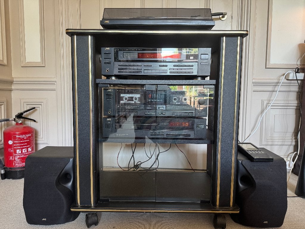 JVC Stereo Toren Set Platenspeler Cassette CD Tuner begin 90, Ophalen, Gebruikt, Tuner of Radio, JVC