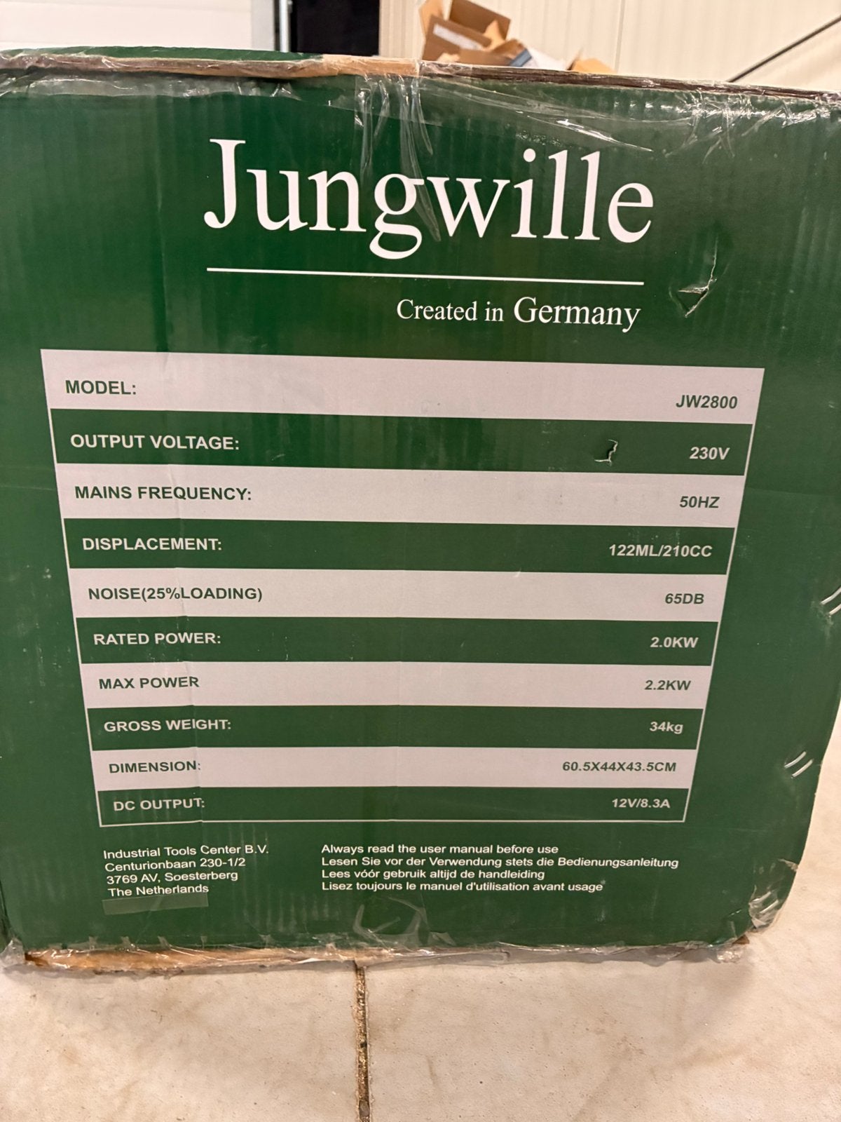 NIEUW IN DOOS Jungwille generator, Ophalen, Benzine, Zo goed als nieuw, Geluidgedempt