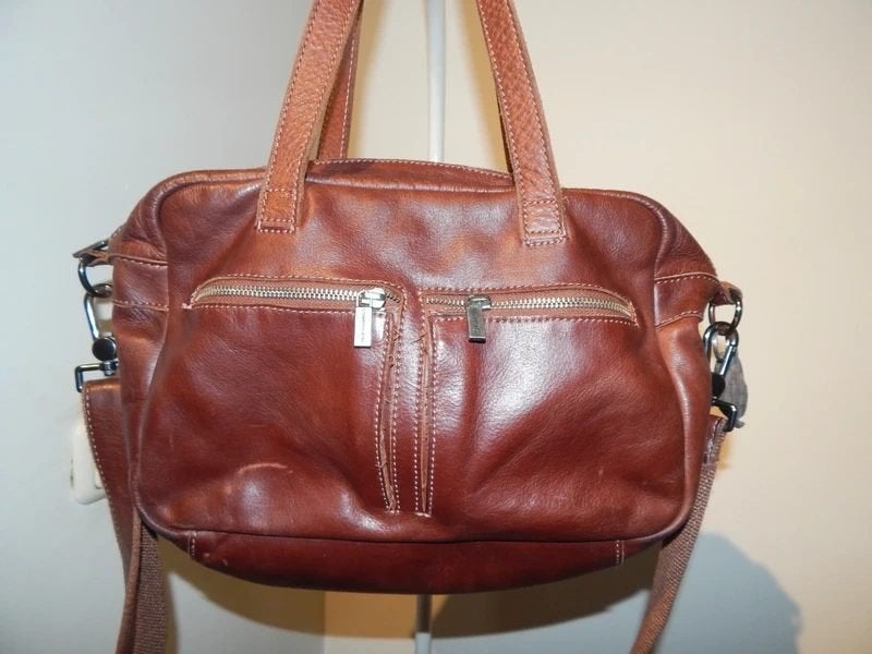 Cowboysbag mooie leren schoudertas vakken merk inslag, Overige merken, Bruin, Verzenden, Zo goed als nieuw