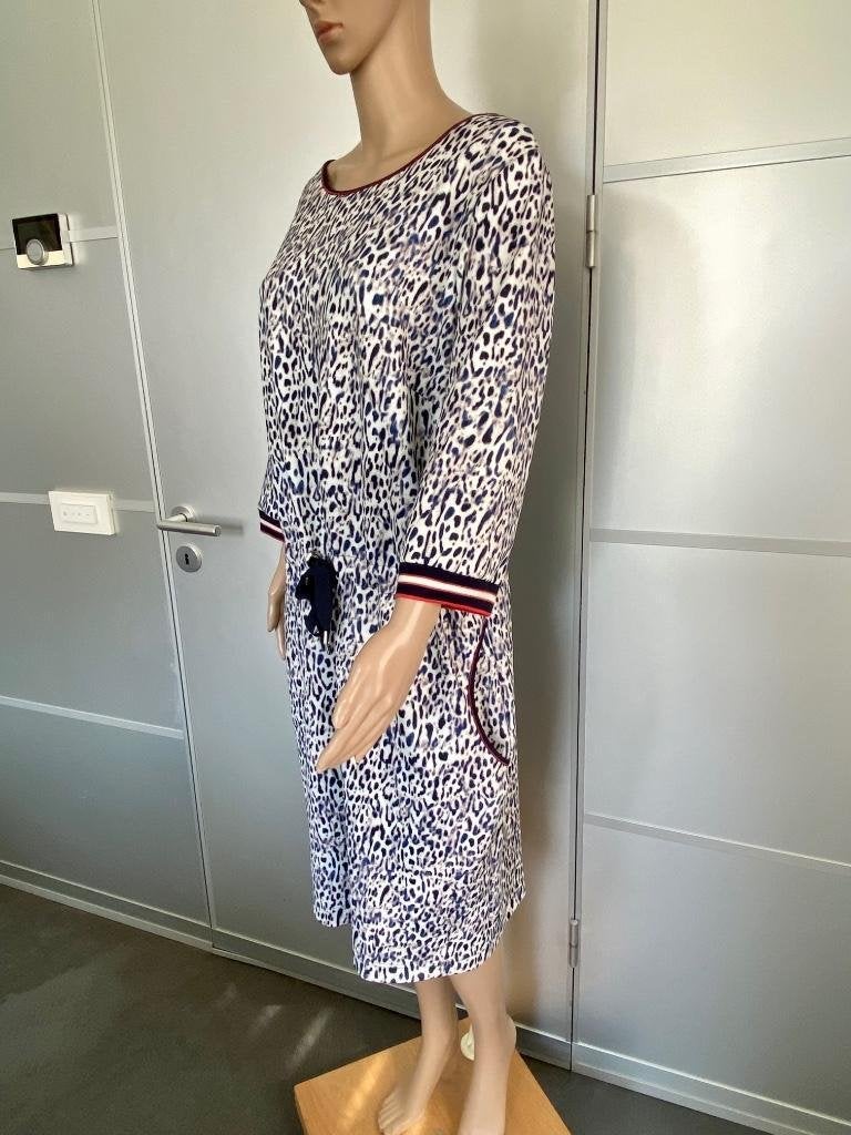 J539 Rabe maat 46=XL jurk wit/blauw/zwart/bruin jurkje, Rabe, Blauw, Maat 46/48 (XL) of groter, Ophalen of Verzenden
