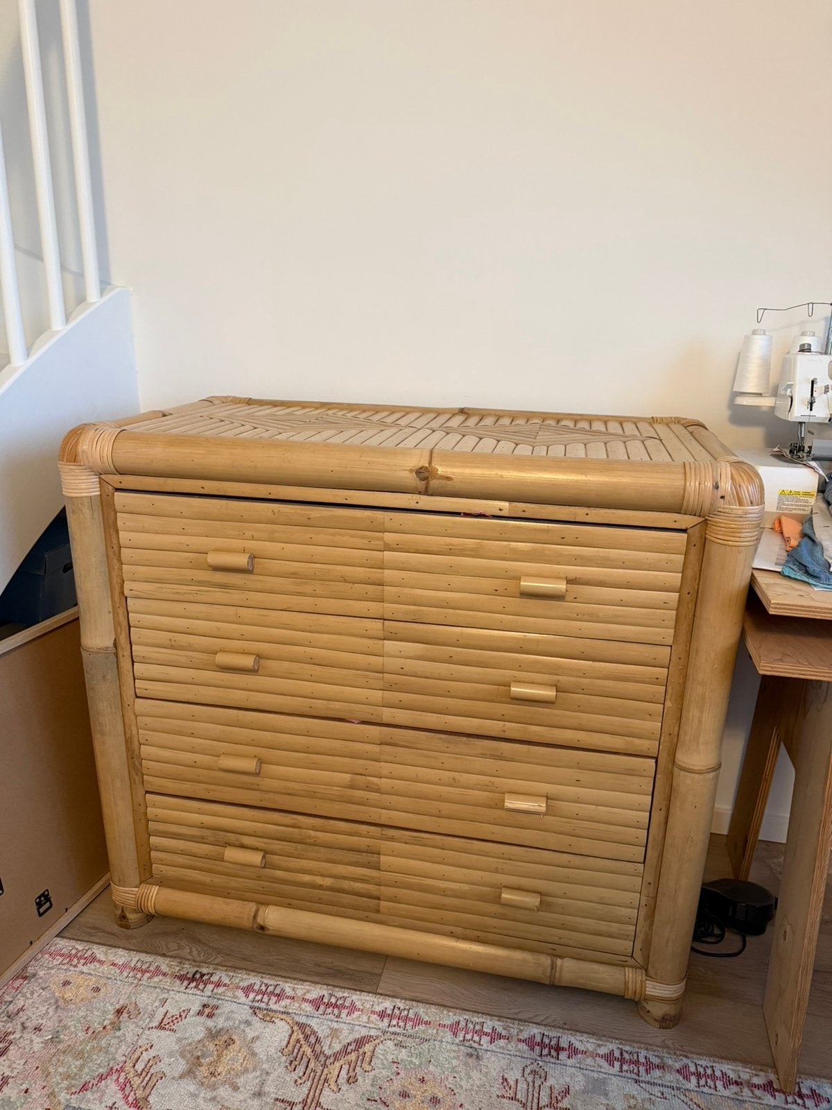 Bamboo ladekast of commode, Ophalen, 50 tot 100 cm, Zo goed als nieuw, 3 of 4 laden