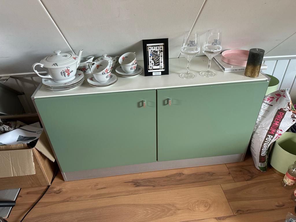 Set van 2 groene kasten: ladekast en kast met deurtjes, Ophalen, Gebruikt