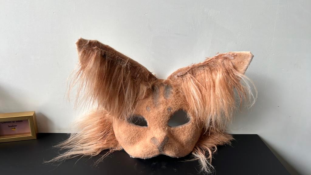 Therian masker bruin, Handgemaakt, Dieren, Ophalen of Verzenden, Zo goed als nieuw