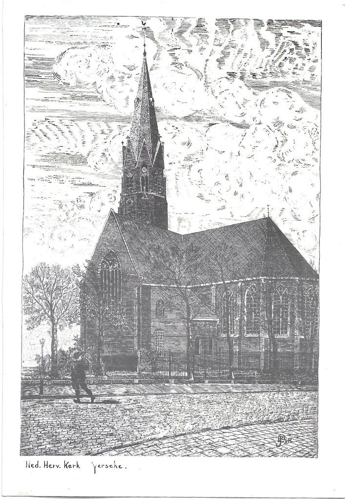 AK Yerseke Prent - Ned. Herv. Kerk, Ophalen of Verzenden, 1960 tot 1980, Ongelopen, Zuid-Holland