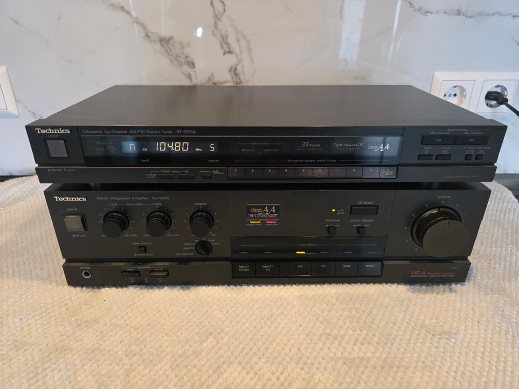 Technics SU-V55A versterker + ST-G55A tuner zwart, Ophalen of Verzenden, Gebruikt, Overige merken