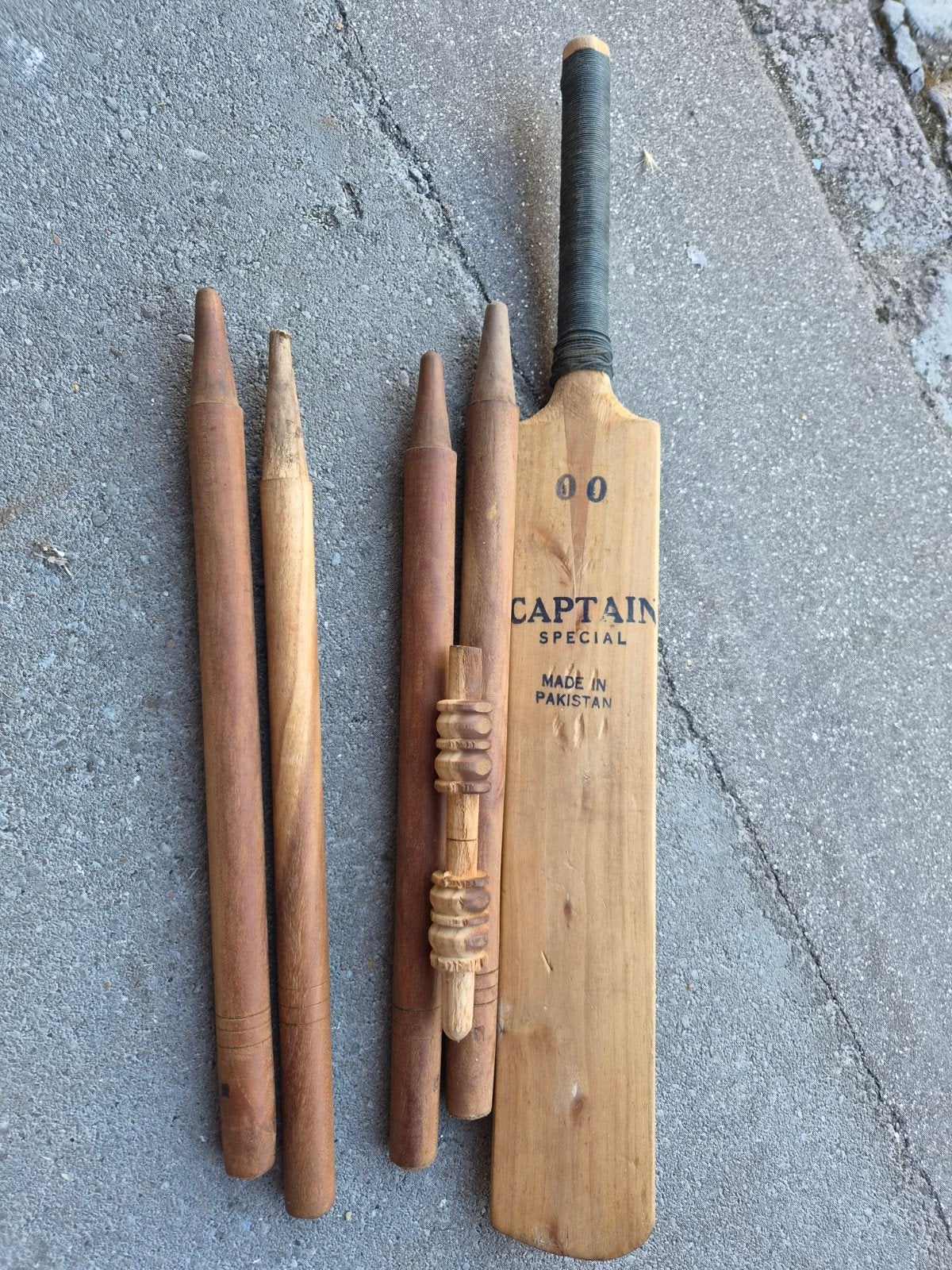 Vintage Cricket Set - Bat, Wickets & Bails (Jaren '50-'70), Sport en Fitness, Ophalen of Verzenden, Gebruikt