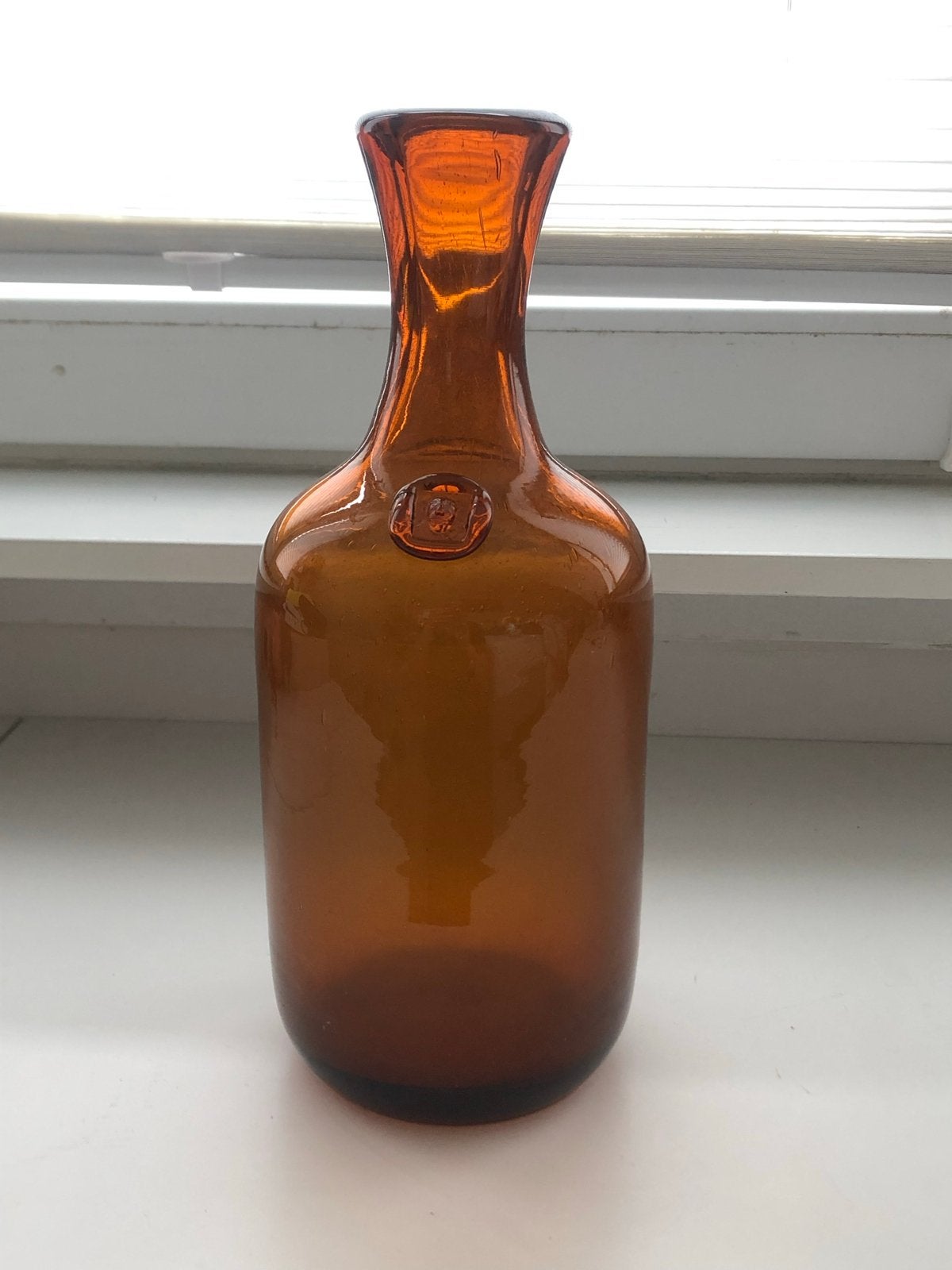 Vintage Zweedse glazen bruine vaas Erik Hoglund, Ophalen of Verzenden