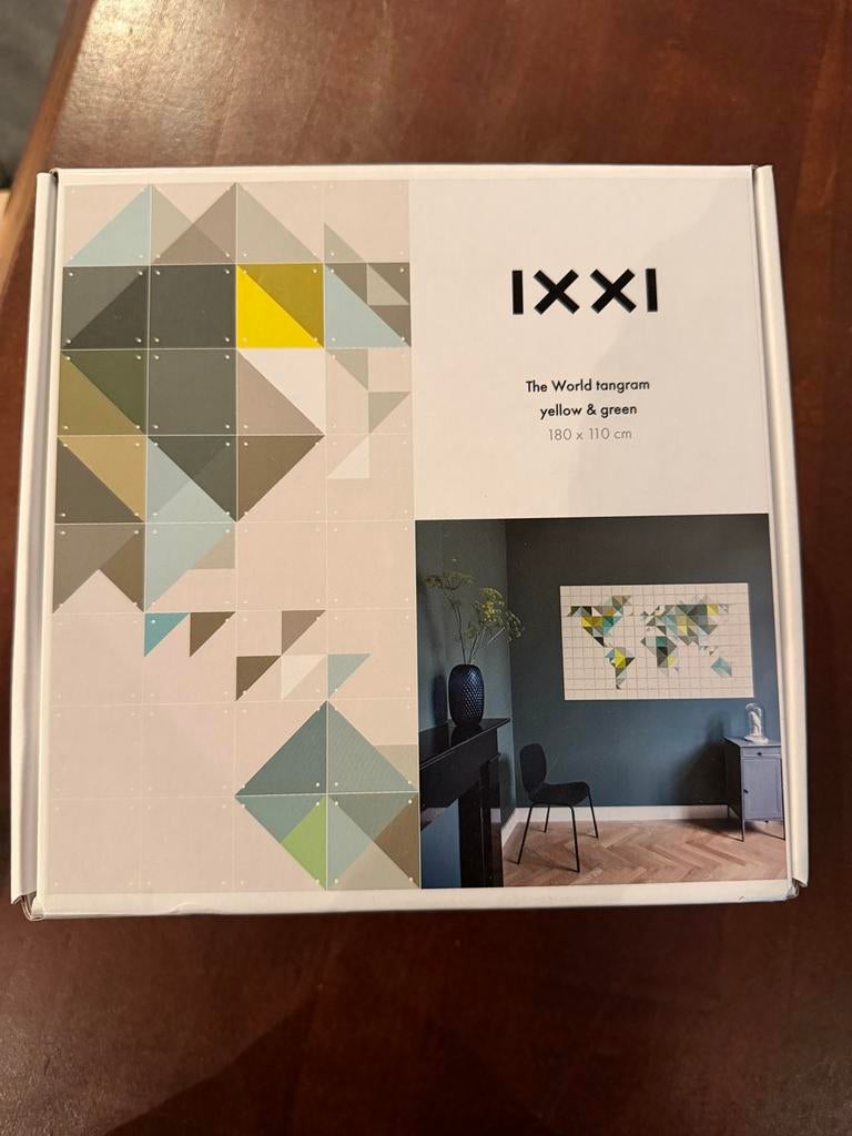 IXXI Wereldkaart Tangram Geel & Groen 180x110 cm, Ophalen, Zo goed als nieuw