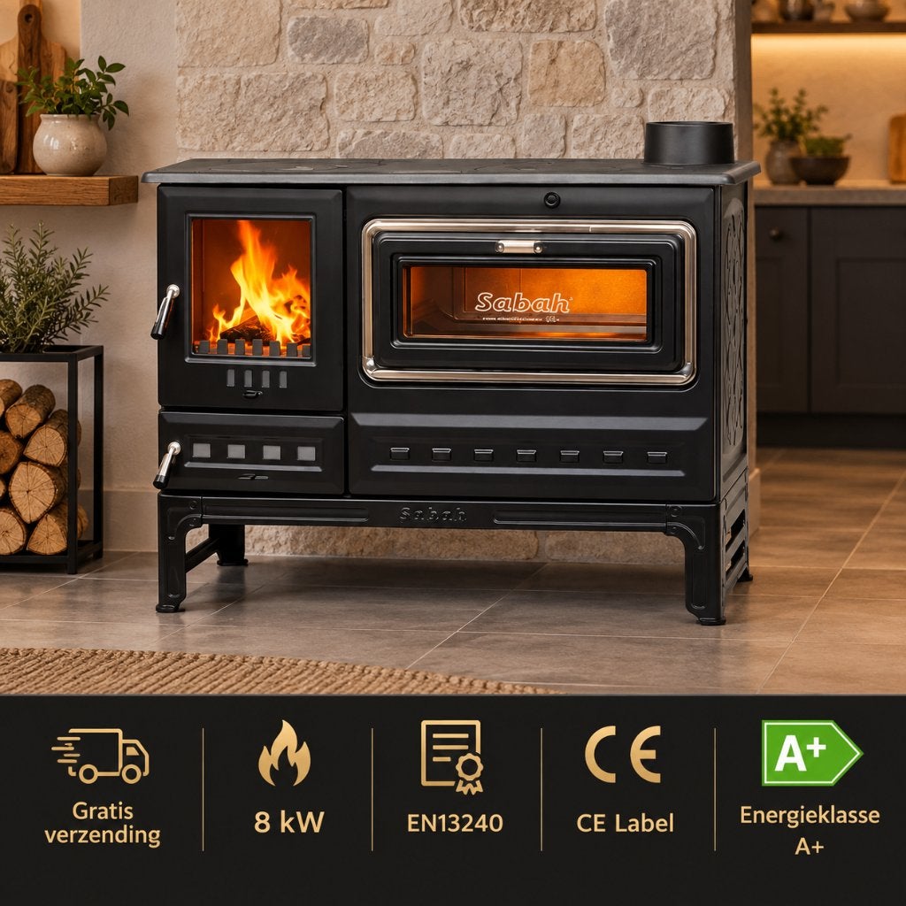 S12UC Sabah - Gietijzer Houtkachel - 8 KW - A+ CE Label, Ophalen, Vrijstaand, Hout, Nieuw