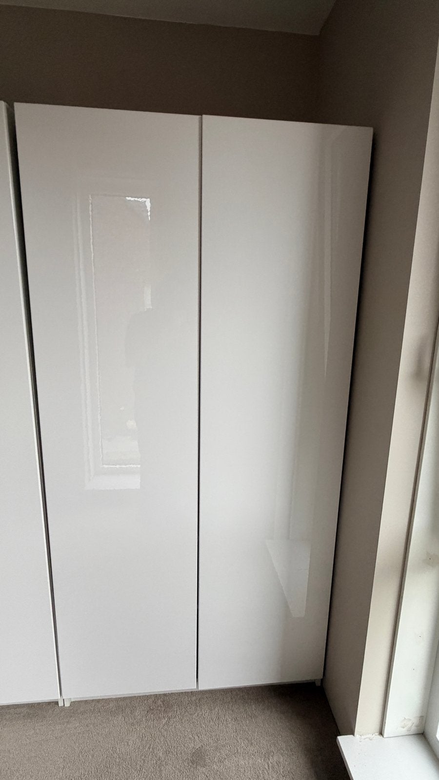 Witte kledingkast met hangruimte en planken, Ophalen, Gebruikt, 200 cm of meer, 50 tot 100 cm