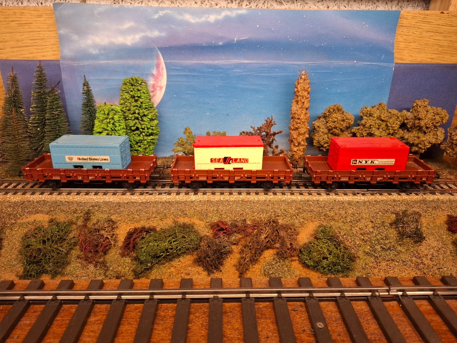 3 marklin wagons met containers lading, Wisselstroom, Gebruikt, Wagon, Ophalen of Verzenden