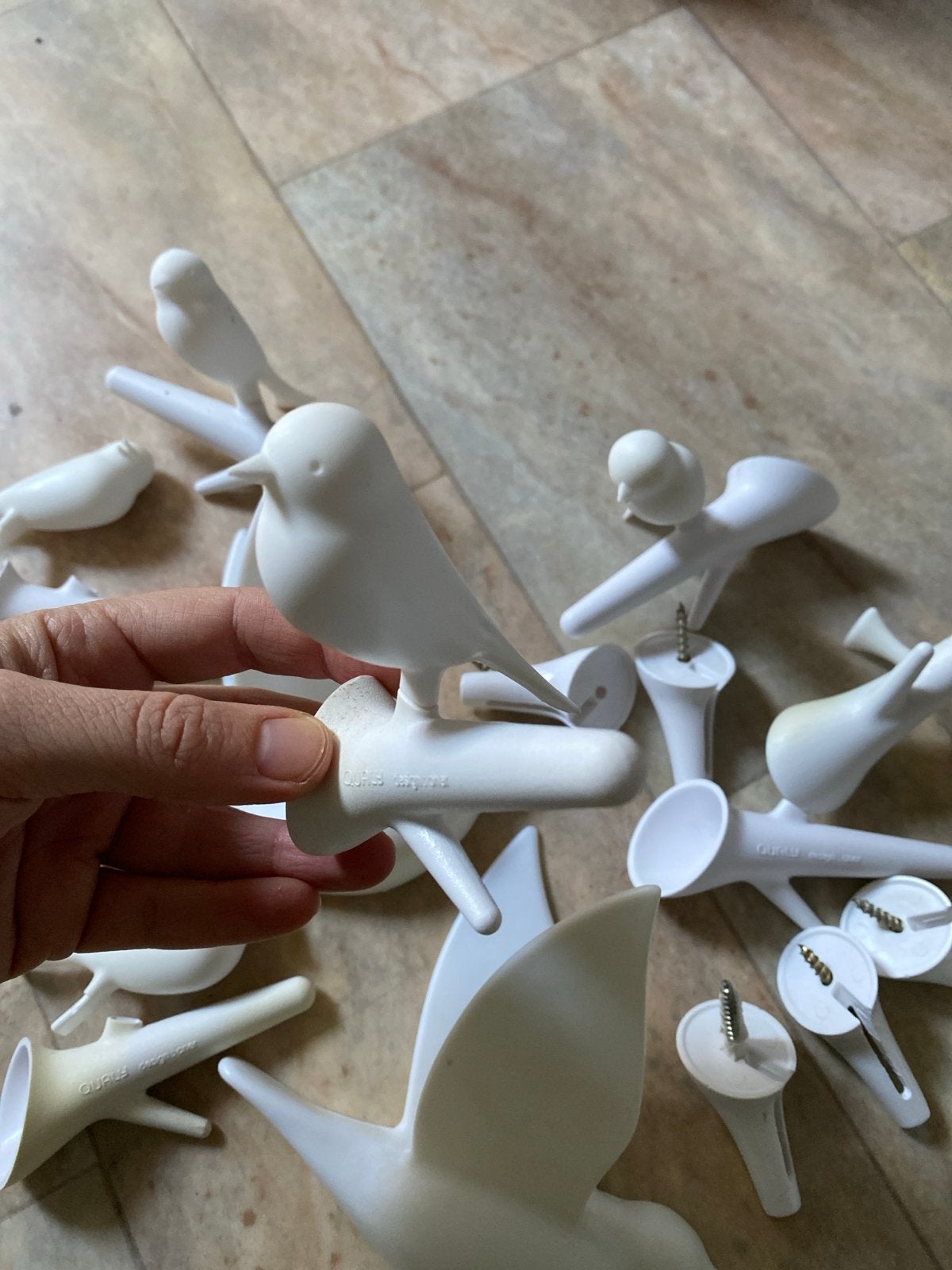 Witte vogels qualy en balvi wanddecoratie haakjes - 9 stuks, Gebruikt, Kunststof, Ophalen of Verzenden, Modern