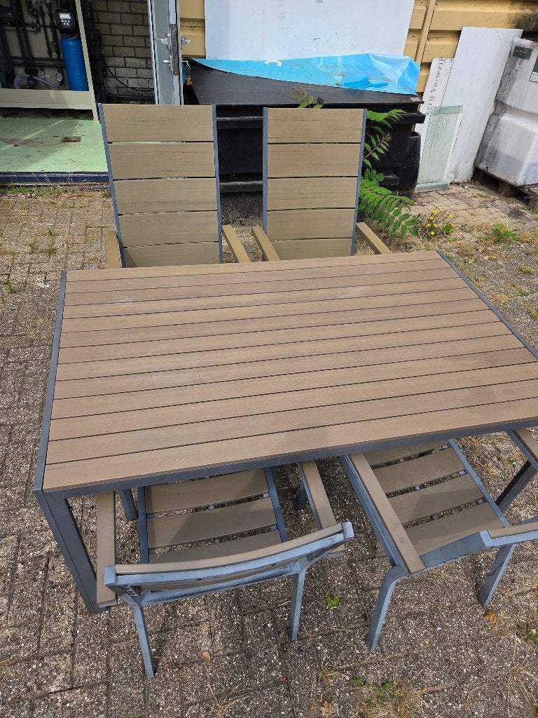 Polywood tuinset met 4 stoelen en tafel, Tuin en Terras, Ophalen, Gebruikt