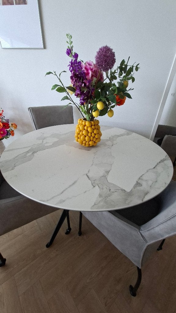 Eetkamertafel  Marmer, Ophalen, Gebruikt, Rond, Vier personen