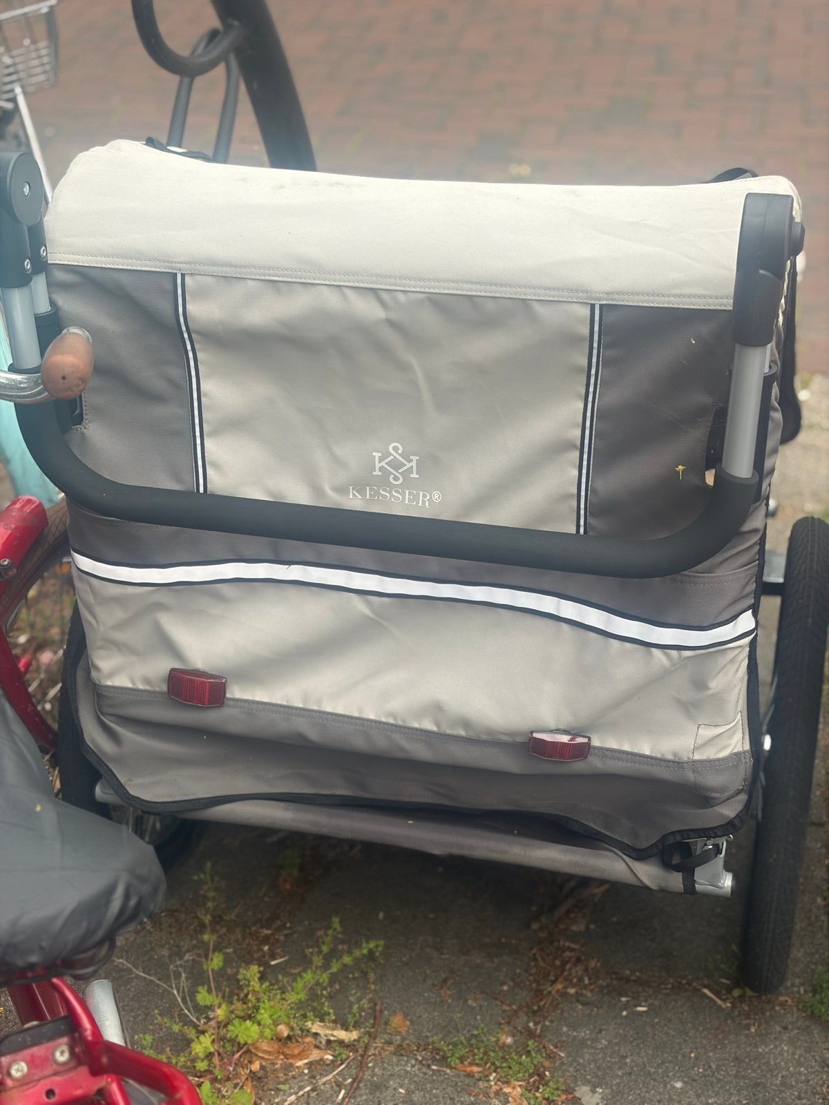 KESSER Fietskar voor Kinderen/Honden - Grijs/Beige, Ophalen, Gebruikt, Kinderkar, 40 tot 60 kg