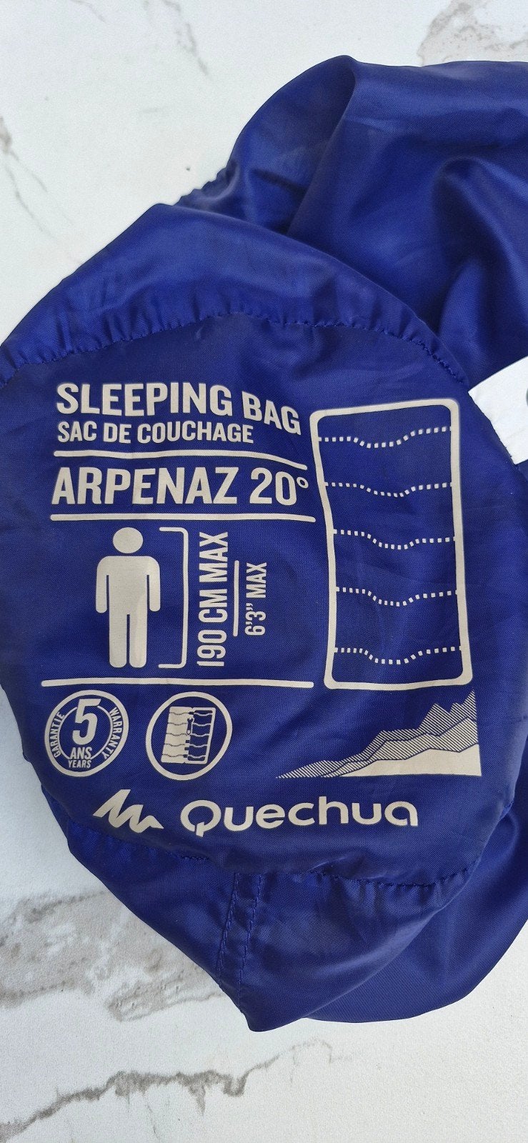 Quechua Arpenaz 20 Slaapzak - Blauw/Beige, Ophalen of Verzenden, Zo goed als nieuw
