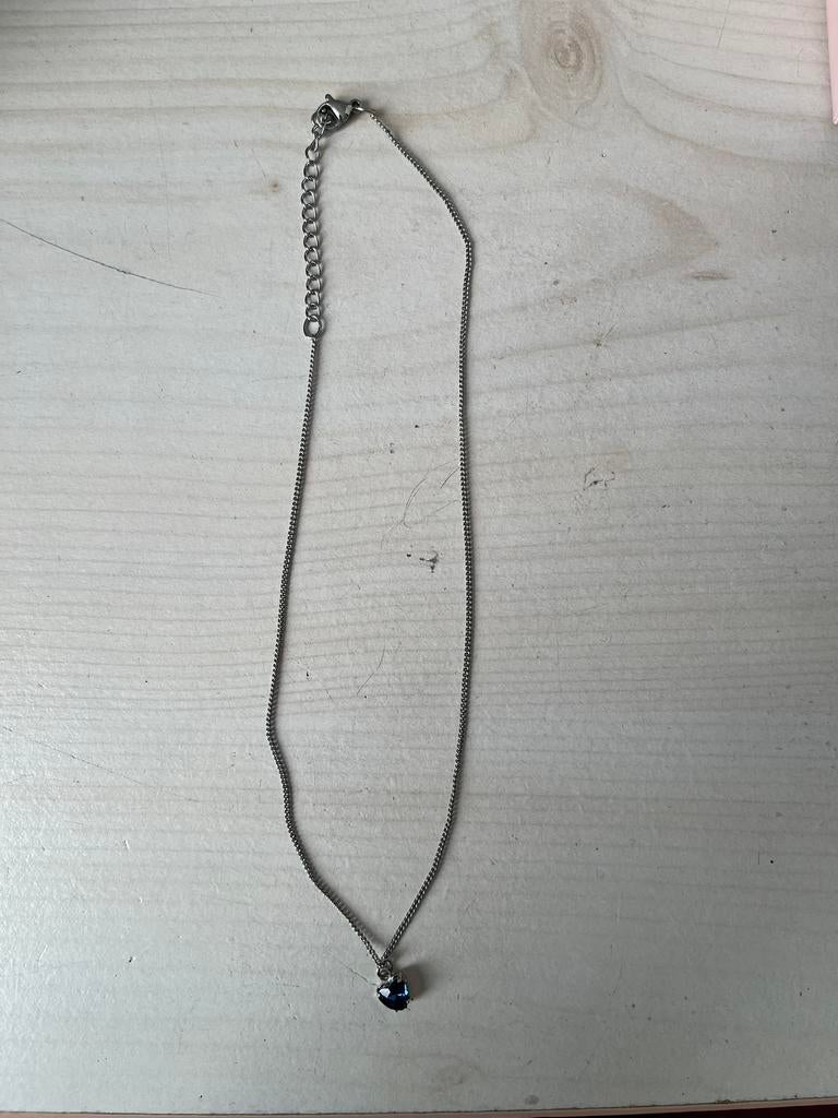Ketting hartje, Ophalen of Verzenden, Zo goed als nieuw, Blauw, Zilver