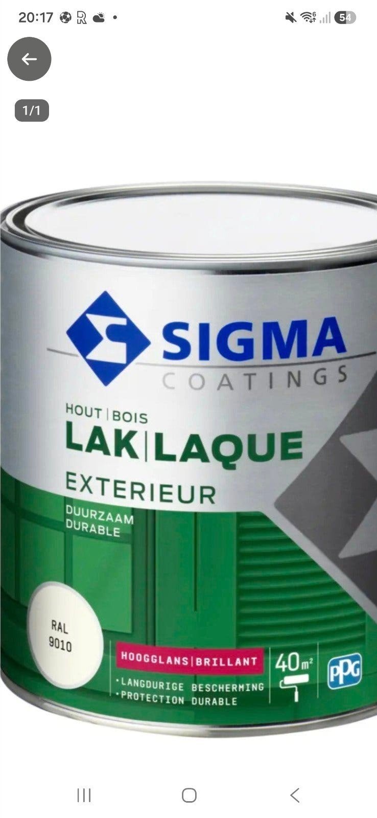 2 blikken sigma hoogglans buitenlak 9010 2.5L, Ophalen of Verzenden, Nieuw, Wit