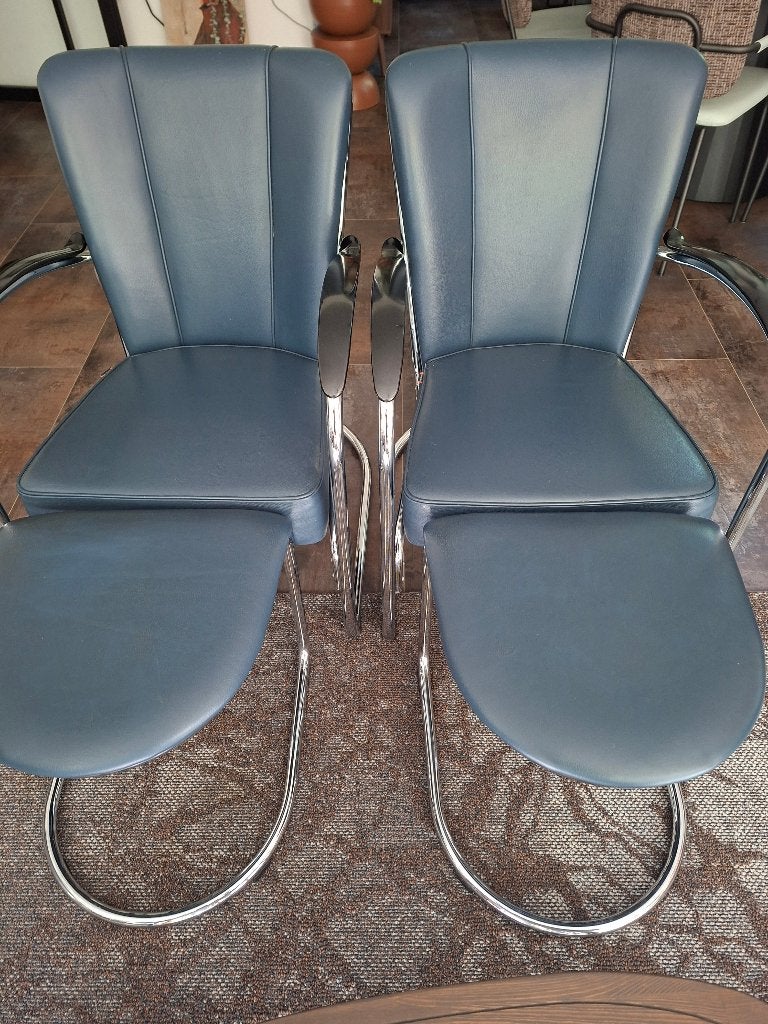 Gispen fauteuil 412 + hocker, Ophalen, Gebruikt, 75 tot 100 cm, Leer
